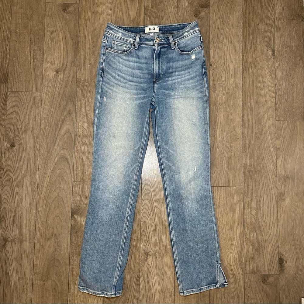 Paige Cindy Outseam Slit Jean in Seaspray Distressed Size 27 - Picture 2 of 16